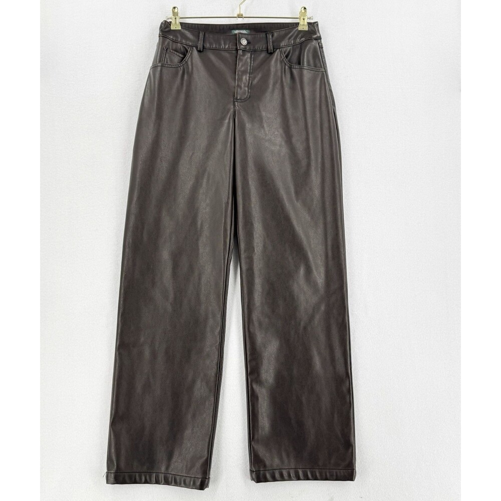 Wild Fable Faux Leather Pants Women’s 4 Brown High Rise Straight Leg Y2K